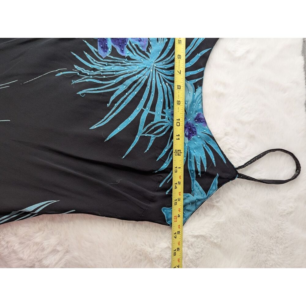 Elegant Black and Blue Floral Midi Dress - Picture 9 of 13